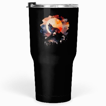Discover Wolf Howling at Moon Watercolor Tumblers 30 Oz