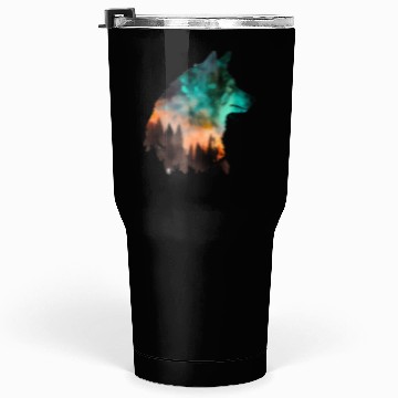 Discover Forest Wolf Multicolor Watercolor Portrait Tumblers 30 Oz