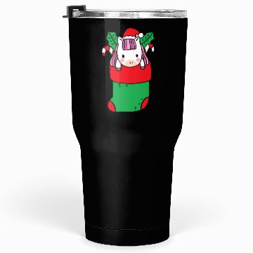 Discover Cute Unicorn inside Christmas Sock with Candy Cane Tumblers 30 Oz