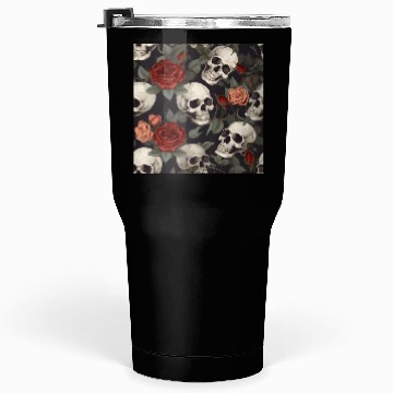 Discover Skulls & Red Roses Pattern Dark Elegant Gothic Tumblers 30 Oz