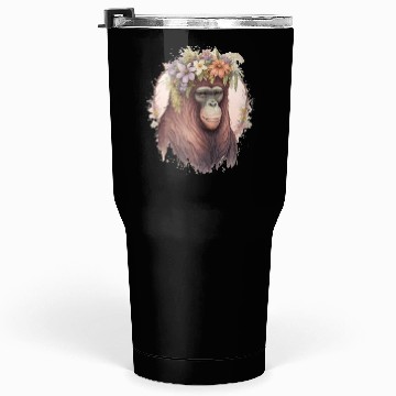 Discover Cute Orangutan Flower Crown Monkey Lover Tumblers 30 Oz