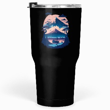 Discover Serene Mount Fuji Sunset Peaceful River Scenery Tumblers 30 Oz