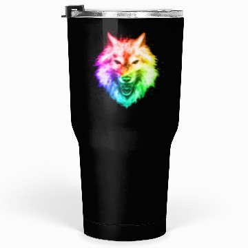 Discover Bright Colorful Wolf Head – Rainbow Howling Wolf F Tumblers 30 Oz