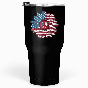Discover American Flag Flower Independence Day Sunflower 4T Tumblers 30 Oz