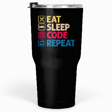 Discover Eat Sleep Code Repeat Funny Binary Programmer Tumblers 30 Oz