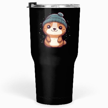 Discover Cute Baby Otter with Winter Hat and Snowflakes Tumblers 30 Oz