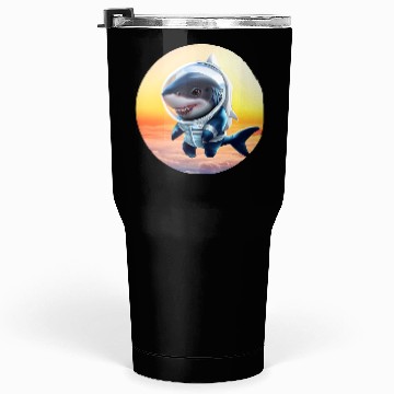 Discover Shark astronaut at sunset Tumblers 30 Oz