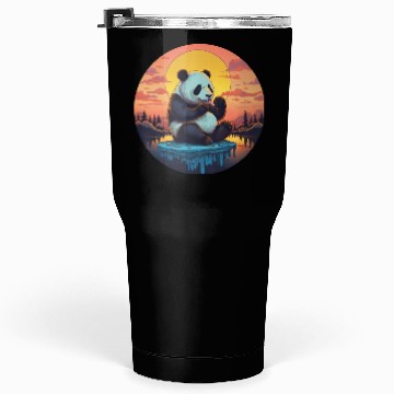 Discover Cute Panda on Ice Floe with Sweets - Sunset Tumblers 30 Oz