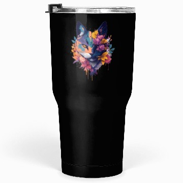 Discover colorful face ninja cat flowers Tumblers 30 Oz