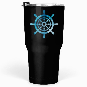Discover Ship Wheel blue watercolor Tumblers 30 Oz