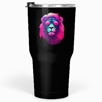 Discover Synthwave Sun King Lion s Neon Shades Tumblers 30 Oz