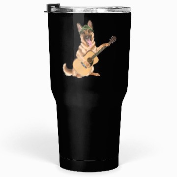 Discover Dog playing the acoustic guitar - German Shepherd Tumblers 30 Oz