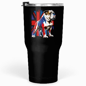 Discover British Bulldog With Union Jack Flag King Charles Tumblers 30 Oz