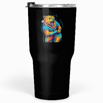 Discover Golfer Grizzly Bear Golf Club Golfing Golf Player Tumblers 30 Oz