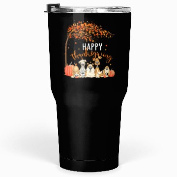Discover Cute Dogs Autumn Leaves Pumpkin Happy Tumblers 30 Oz