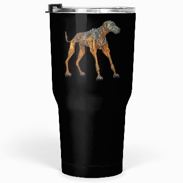 Discover Doberman Cyborg Dog in Orange Tumblers 30 Oz