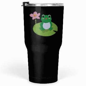 Discover Green Frog on Lotus Leaf vector. Tumblers 30 Oz