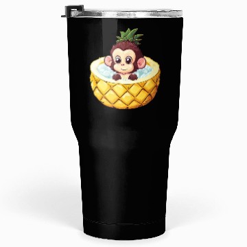 Discover Monkey Bathing in Pineapple - Fun Summer Design Tumblers 30 Oz