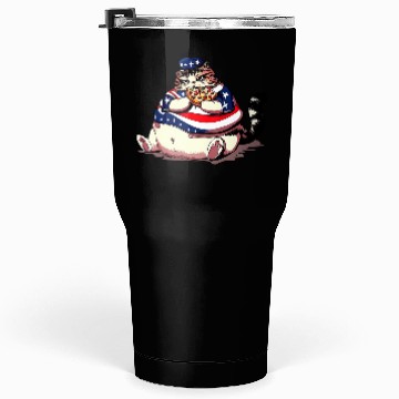 Discover Fat American pizza cat Tumblers 30 Oz