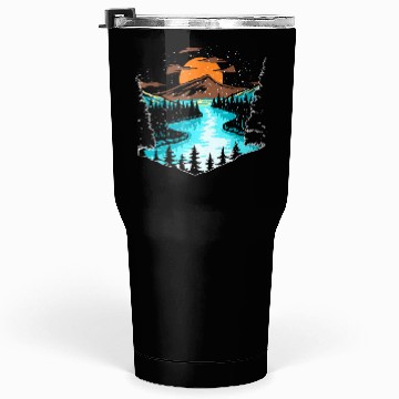 Discover Wildlife Mountain River Outdoor Nature Full Moon Tumblers 30 Oz