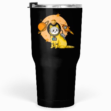 Discover Cat Cute Surprised Pet in Space planet Kitty Tumblers 30 Oz