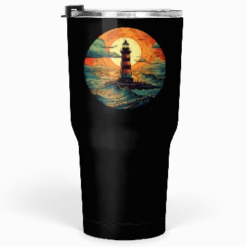 Discover Lighthouse at Sunset, Romantic Nature Design Tumblers 30 Oz