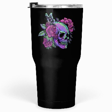 Discover Skeleton Tumblers 30 Oz, Neon Skull Roses Gothic Skeleton