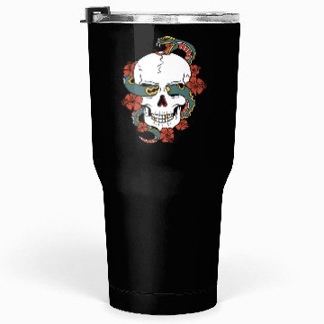Discover Human skull, snake and hibiscus flower. Tumblers 30 Oz