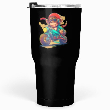 Discover monkey driving a motorcycle in the summer Tumblers 30 Oz