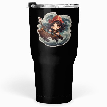 Discover Pirate Captains Cute Cartoon Steering Tumblers 30 Oz