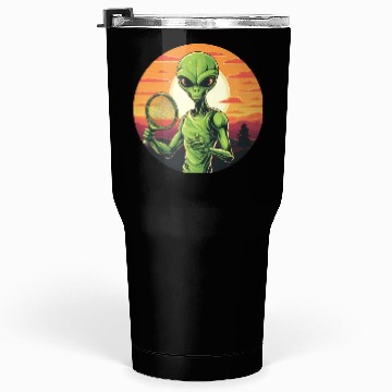 Discover Alien playing Tennis/Badminton at Sunset Tumblers 30 Oz