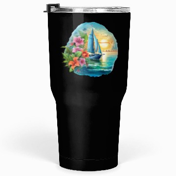 Discover Sailing Ship Sailing Orchids Flowers Sailboat Tumblers 30 Oz