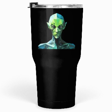 Discover Green Alien in Polygon Style Tumblers 30 Oz