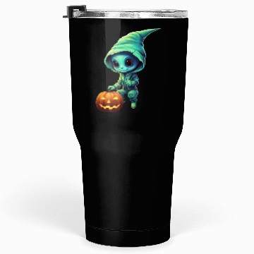 Discover Halloween Alien with Pumpkin - Green Tumblers 30 Oz