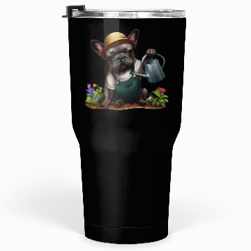 Discover Frenchie Playing in the Garden Tumblers 30 Oz