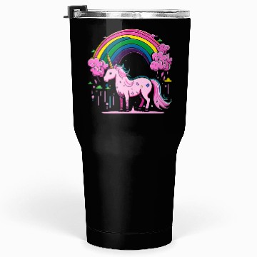 Discover Pink cute unicorn in rainbow Tumblers 30 Oz