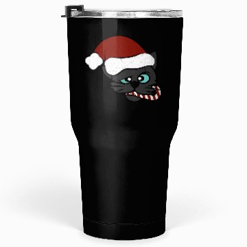 Discover Christmas Black Cat Eating Candy Cane Tumblers 30 Oz