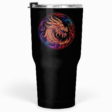 Discover Logo dragon pattern circle pentel color Tumblers 30 Oz