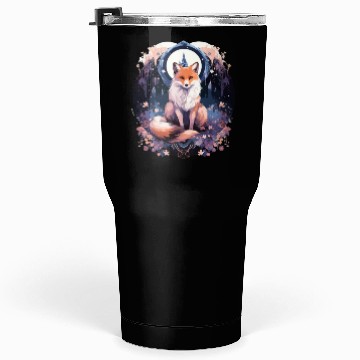 Discover Celestial moon flower fox sitting tall Tumblers 30 Oz