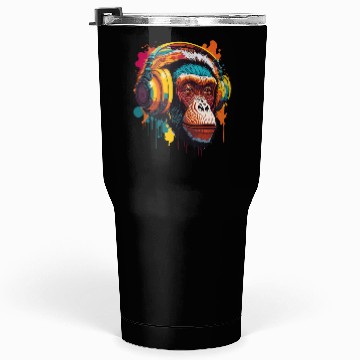 Discover Chimpanzee Wearing Headphone Tumblers 30 Oz