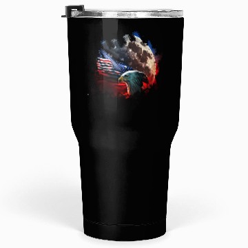 Discover America eagle under Moon with American Flag Tumblers 30 Oz