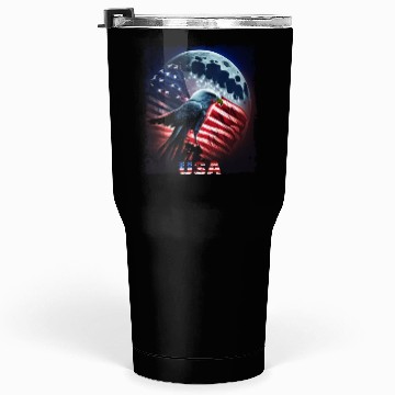 Discover America eagle under Moon with American Flag Tumblers 30 Oz