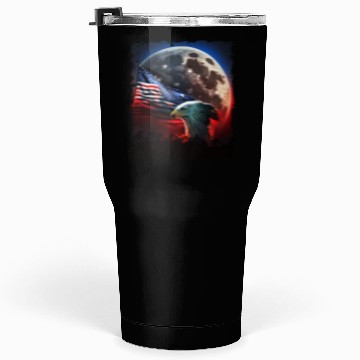 Discover America eagle under Moon with American Flag Tumblers 30 Oz