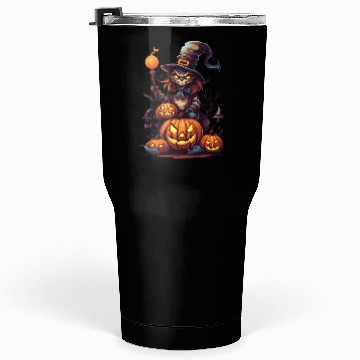Discover Enchanted Harvest: Witch's Delight amidst Pumpkins Tumblers 30 Oz