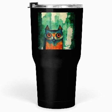 Discover Mod Owl: Watercolor CIty Owl Tumblers 30 Oz