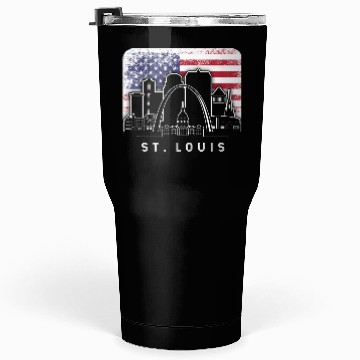 Discover St. Louis Missouri American Flag Vintage Tumblers 30 Oz