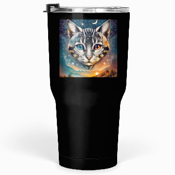Discover Cat With Two Different Color Eyes Fantasy Art Tumblers 30 Oz