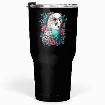 Discover Blue budgie with flowers Tumblers 30 Oz