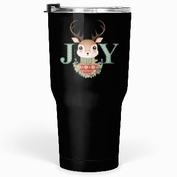Discover cute deer with sweater and Christmas wreath Tumblers 30 Oz