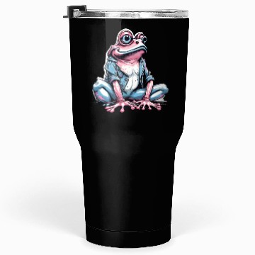 Discover Cute pink frog with denim Tumblers 30 Oz